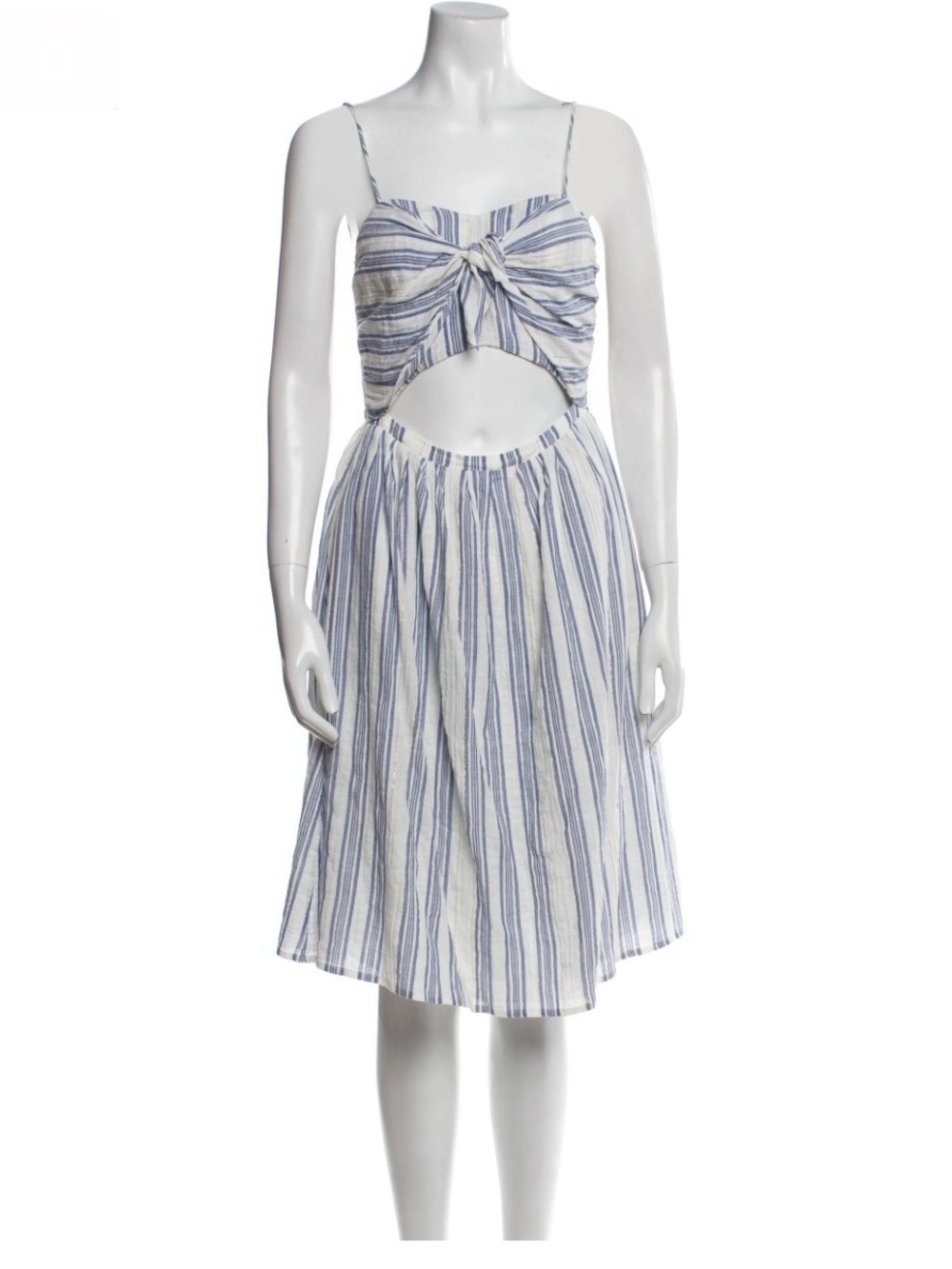 LoveShackFancy Blue and White Striped Midi Dress